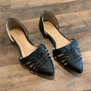 Express Pointed Toe Black Caged Classic Flats